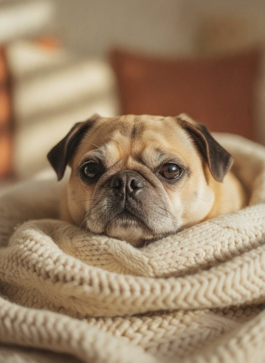Daisy, an adoptable fawn pug